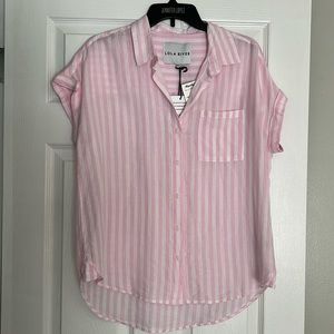 Lola River Pink Striped Linen Top